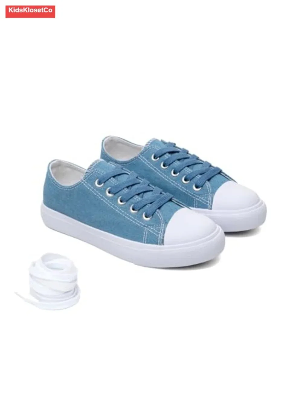 Kids Canvas Sneakers Lace-Up Low Top Rubber Sole Cushioned